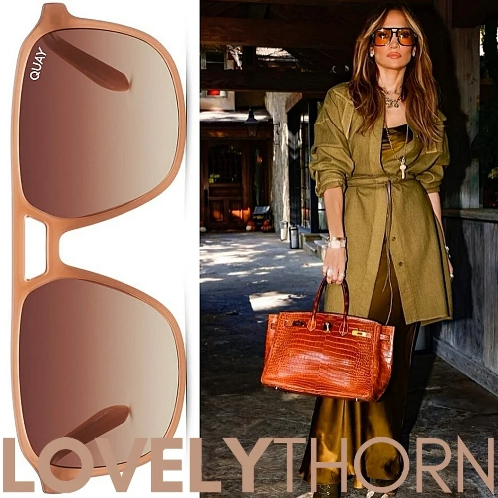 QUAY // ltd ed retro-chic plastic oat frame brown fade lens aviators jlo - Picture 15 of 16